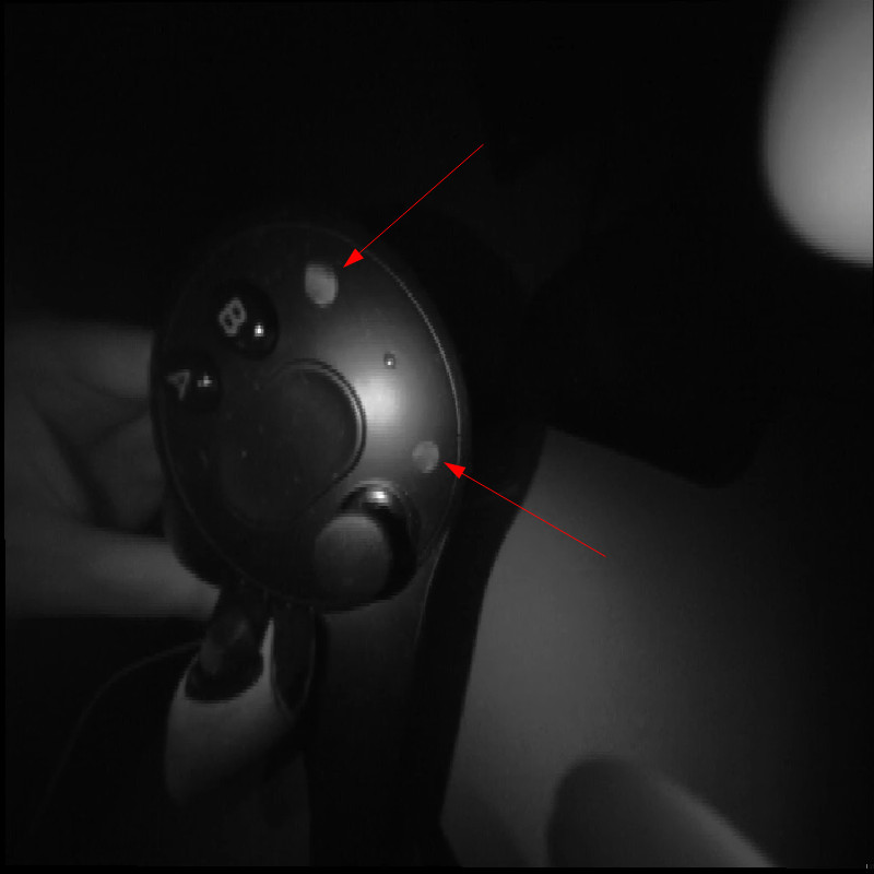 The Valve Index controller is partially transparent in IR